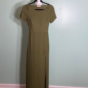 Olive green long / maxi dress rear find